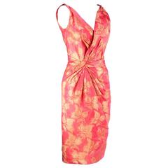 The Very Best 50s Ceil Chapman Coral Lame Brocade Bombshell Cocktail Dress