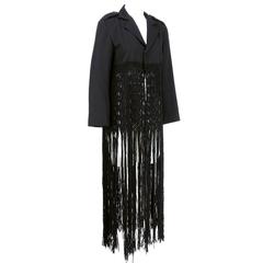 90s Unlabeled Yohji Yamamoto Black Blazer with Macrame Fringe
