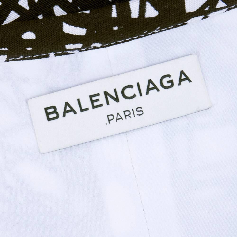 2000s Balenciaga Silk Blouse with Bold Squiggle Print In Excellent Condition For Sale In Los Angeles, CA