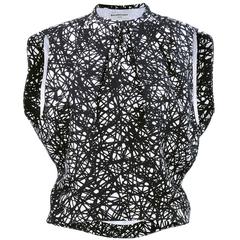 2000s Balenciaga Silk Blouse with Bold Squiggle Print