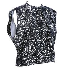 2000s Balenciaga Silk Blouse with Bold Squiggle Print