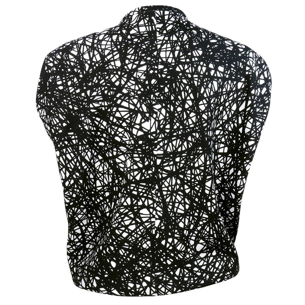 Black 2000s Balenciaga Silk Blouse with Bold Squiggle Print For Sale