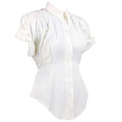 90s Thierry Mugler White Pique Blouse