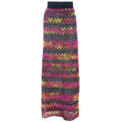 60s Pierre Cardin Zig Zag Knit Maxi Skirt