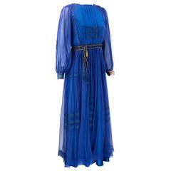 Edwardian Royal Bue Chiffon Reception Dress