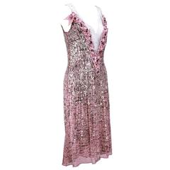 2000s Outstanding Carolina Herrera  Pink Heavily Embellished Red Carpet Dress