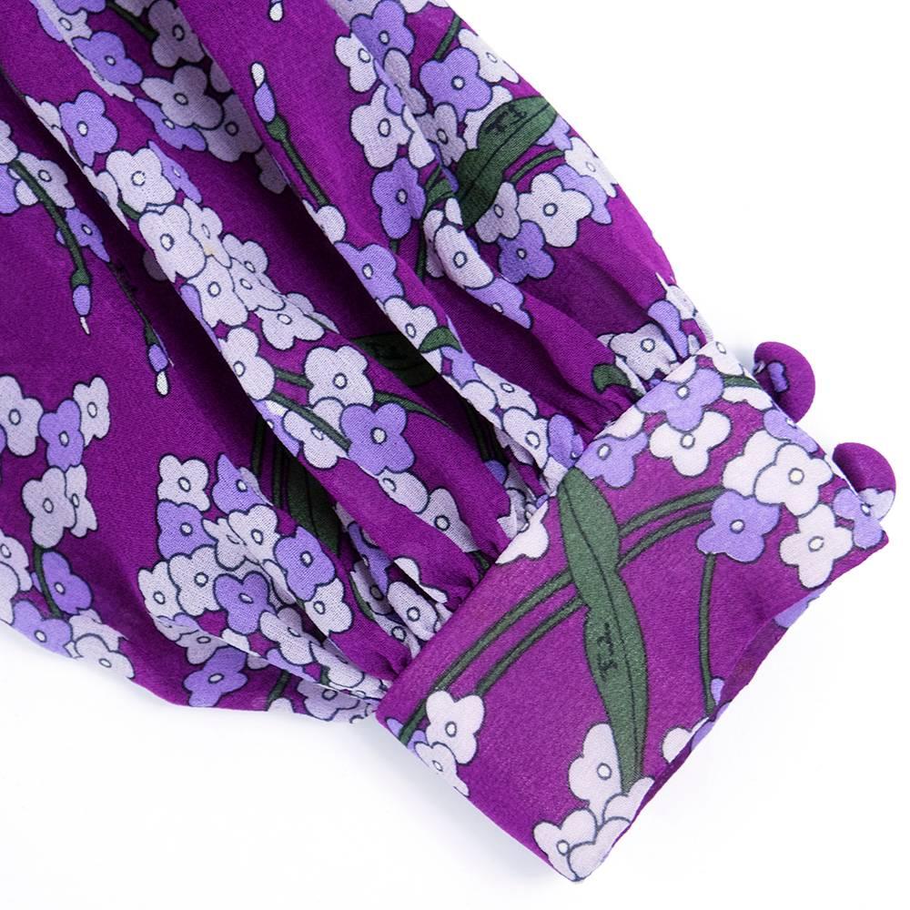 Women's PUCCI 70s Purple Silk Floral Dress