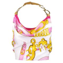 90s Christian Dior Scarf Print Halter with Gold Tone Logo Hardware