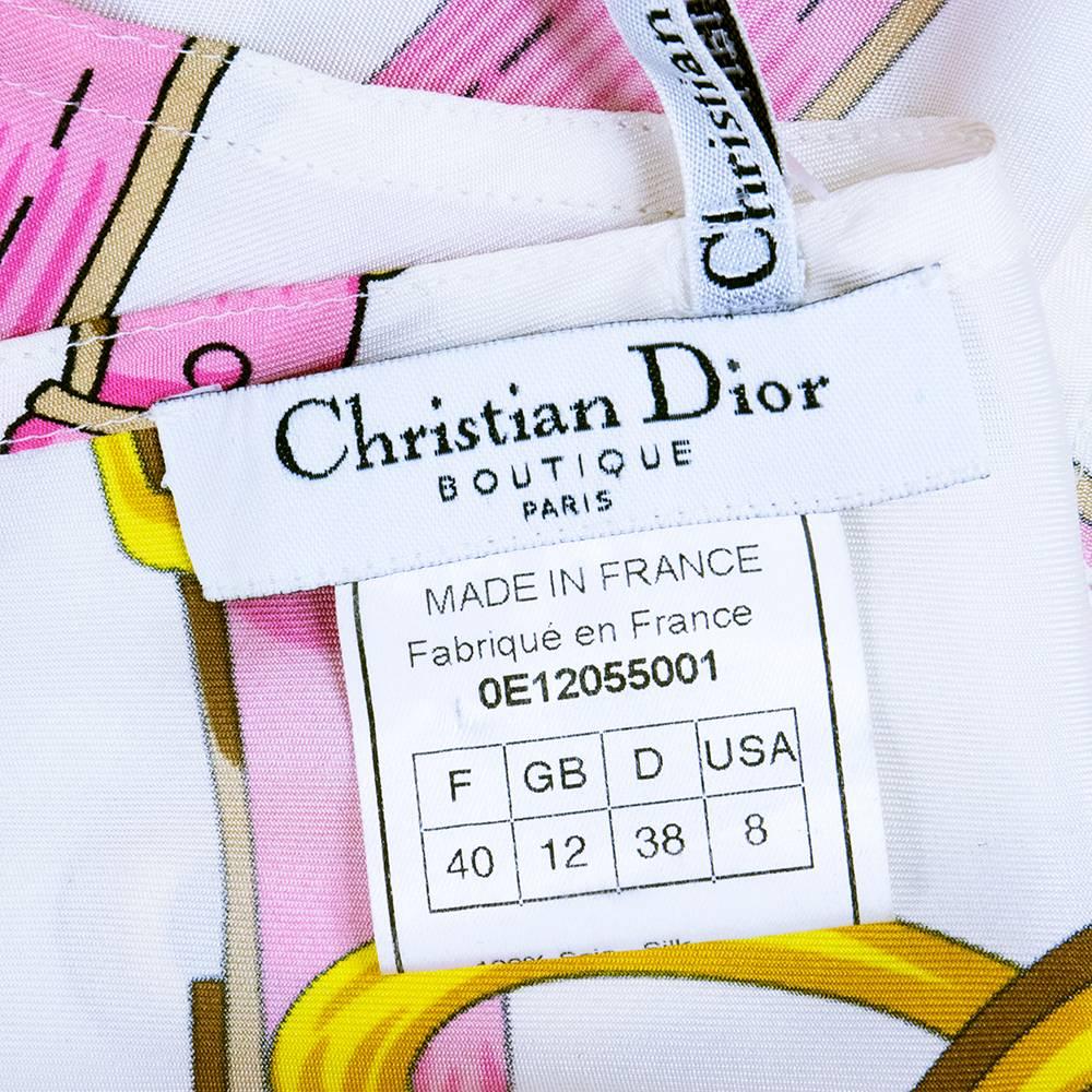 90s Christian Dior Scarf Print Halter with Gold Tone Logo Hardware 1