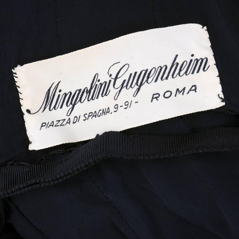 Women's 50s Mingolini Guggenheim Amazing Black Pleated Strapless Gown For Sale