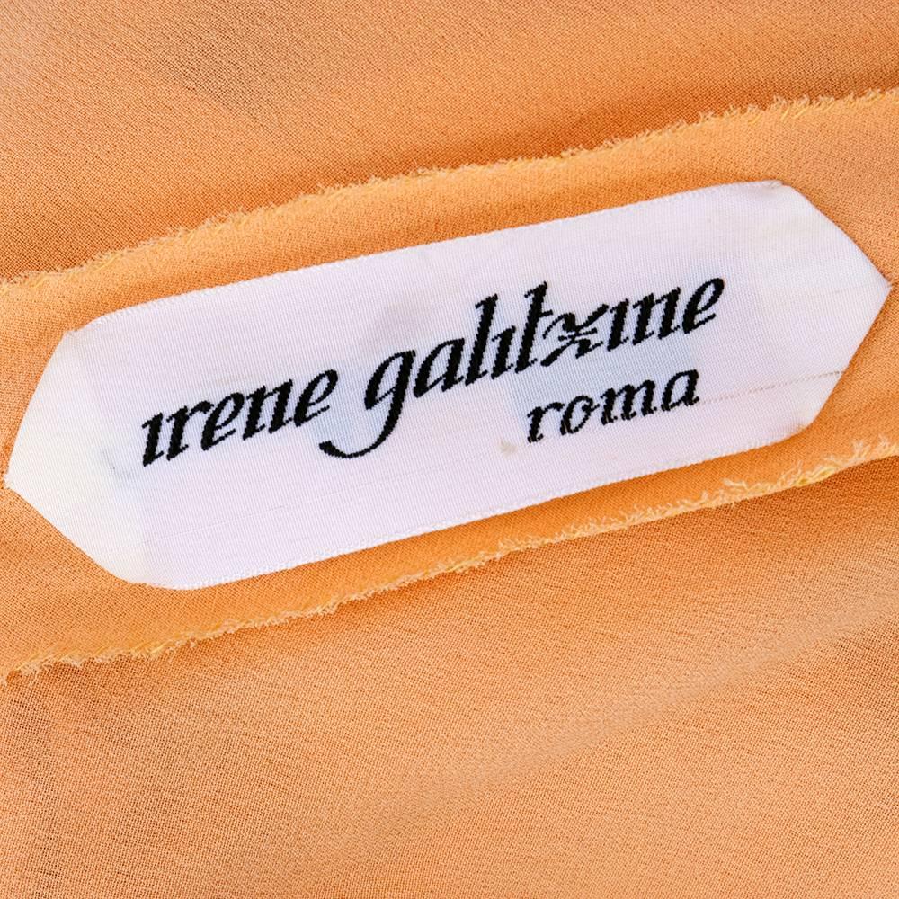 70s Irene Galatzine Peach Chiffon Peasant Blouse In Excellent Condition In Los Angeles, CA