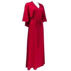 70s Stephen Burrows Red Jersey Wrap Maxi Dress