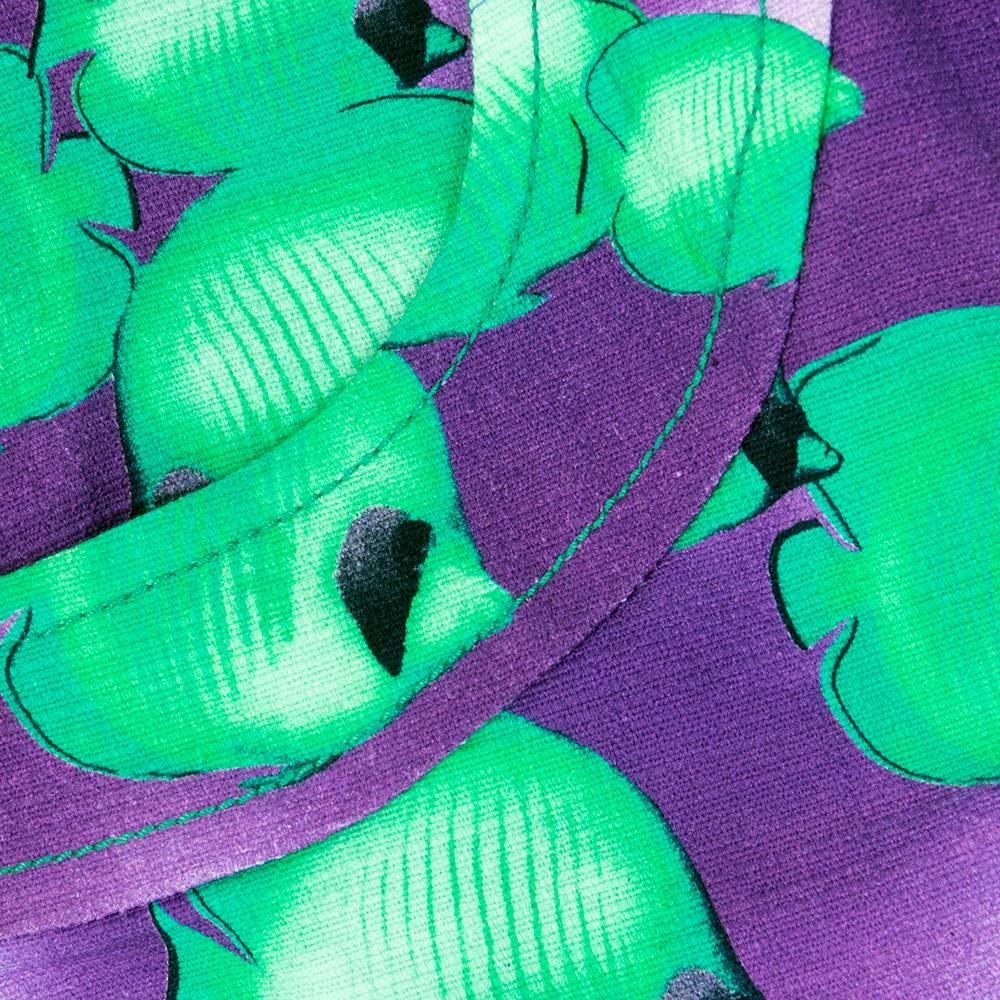 Women's 90s Versus Versace Mini Skirt with Green and Purple Fish Print