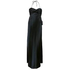 Vintage 50s Black Satin Bombshell Gown