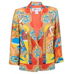 80s Genny Bold Graphic Silk Blazer