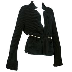 Chanel Black Cardigan with Chain 