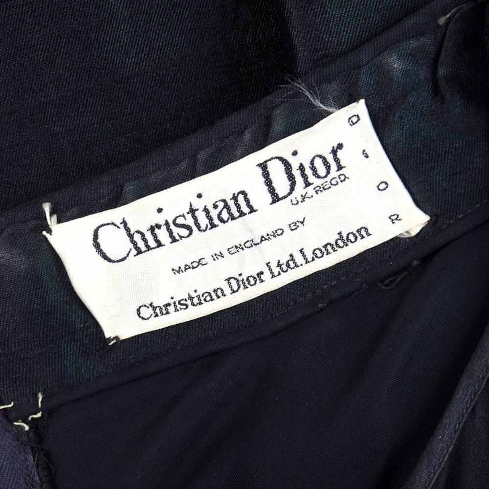 Women's 50s Christian Dior London Black Shantung Silk Cocktail Dress For Sale