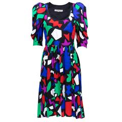 80s Saint Laurent rive gauche Color Block Dress