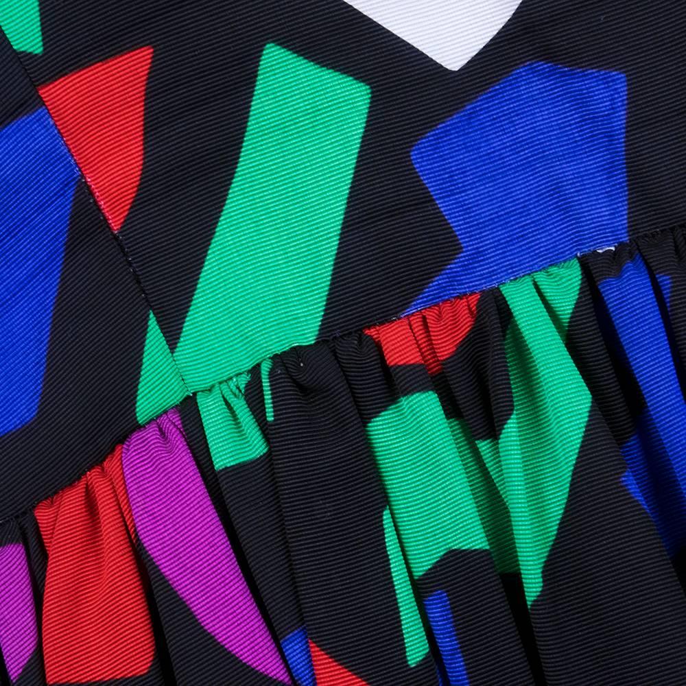 Women's 80s Saint Laurent rive gauche Color Block Dress 