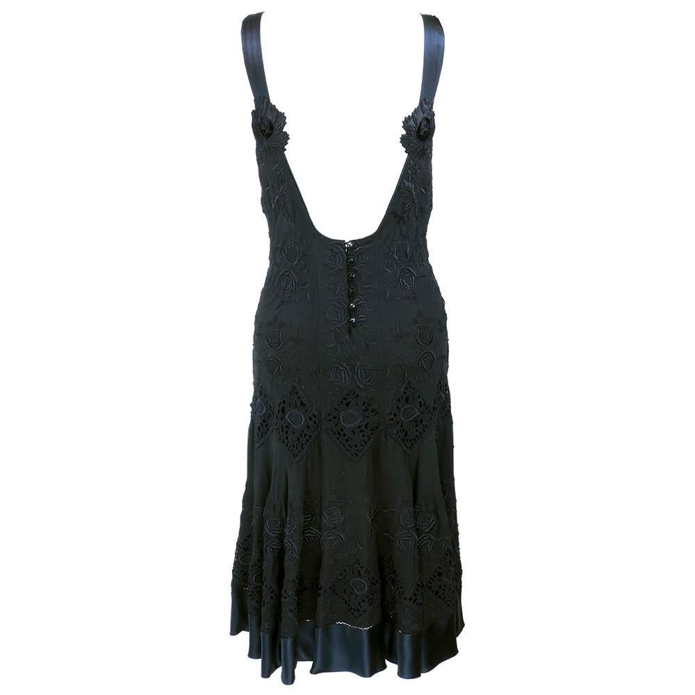 British Eavis and Brown Sexy Black Heavily Embroidered Silk Dress  In Excellent Condition In Los Angeles, CA