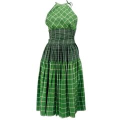 Vintage 50s Bonnie Cashin Green Plaid Summer Dress