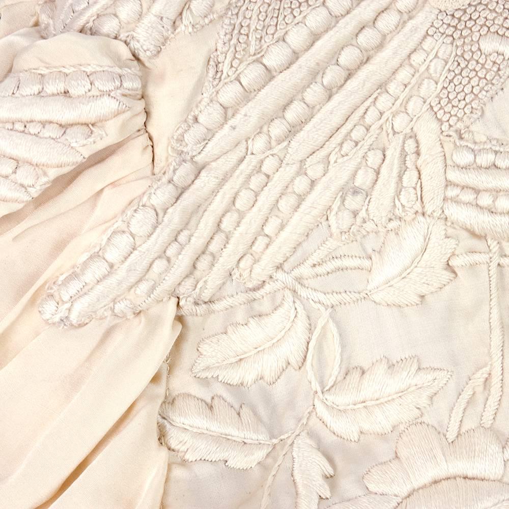Victorian Ivory Silk Embroidered Mantle Circa 1880s In Good Condition For Sale In Los Angeles, CA