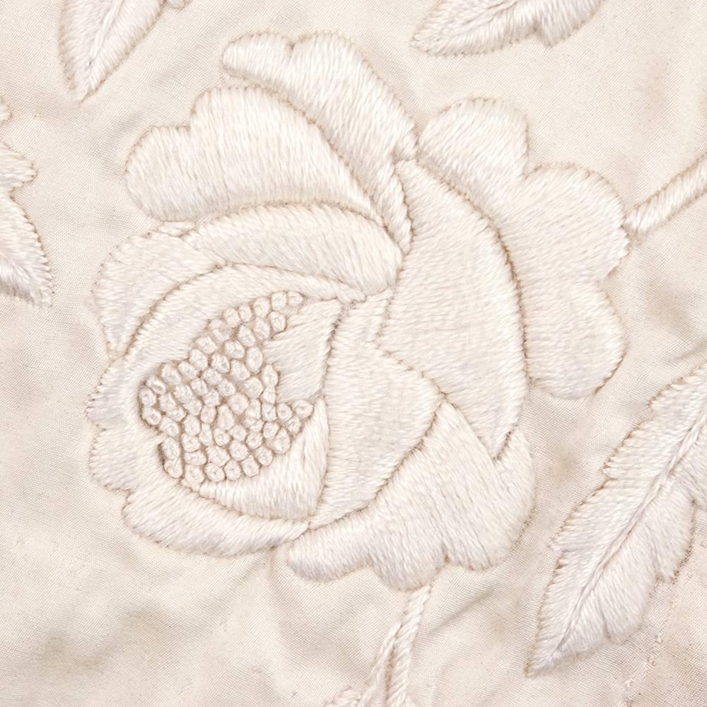 Victorian Ivory Silk Embroidered Mantle Circa 1880s For Sale 1