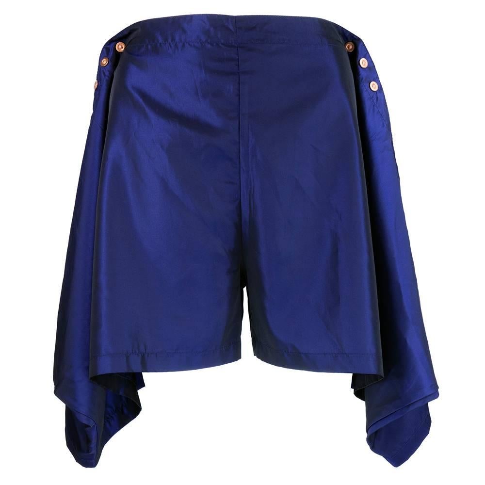 90s Jean Paul Gaultier Adjustable Iridescent Blue Shorts