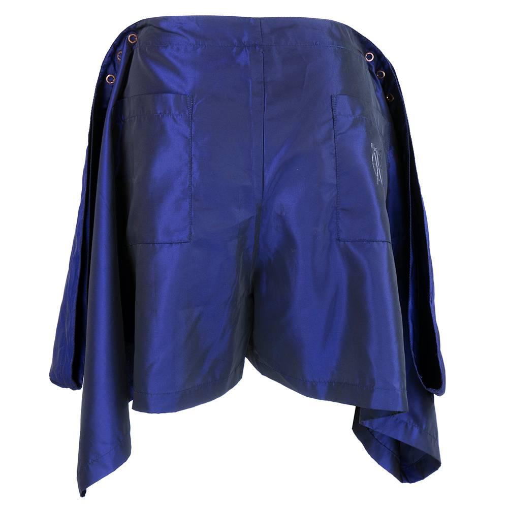 90s Jean Paul Gaultier Adjustable Iridescent Blue Shorts In New Condition In Los Angeles, CA