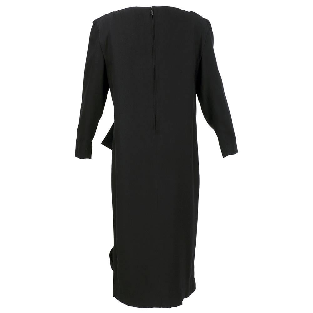 80s Pierre Cardin Black Silk Cocktail Dress with Memphis Detail In Excellent Condition For Sale In Los Angeles, CA