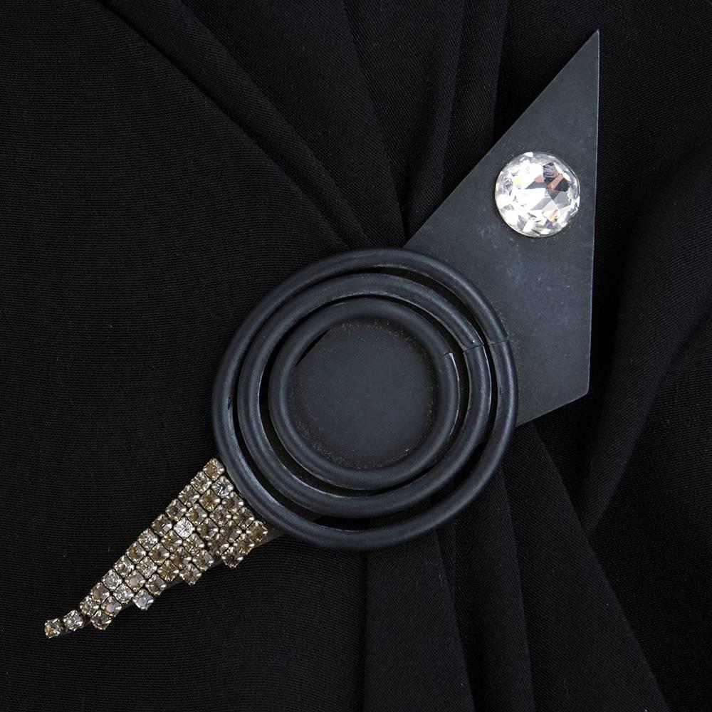 80s Pierre Cardin Black Silk Cocktail Dress with Memphis Detail For Sale 1