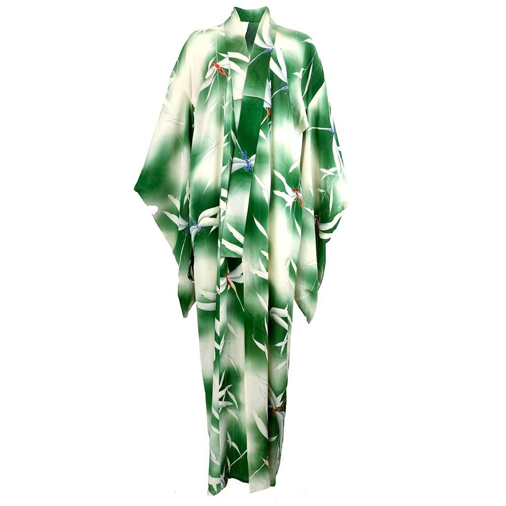 Lightweight and Sheer Green Dragonfly Kimono For Sale