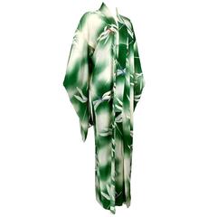 Lightweight and Sheer Green Dragonfly Kimono