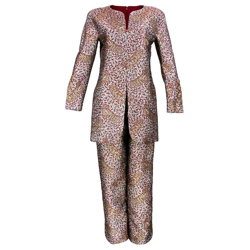80s Galanos Lame Brocade Pantsuit For Sale