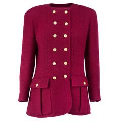 Chanel Boutique Deep Red Tweed Jacket