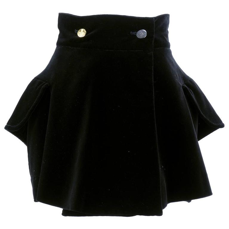 90s Vivienne Westwood Black Velvet Mini Skirt at 1stDibs