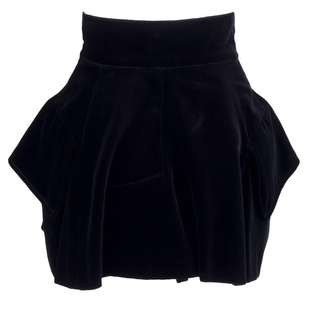 90s Vivienne Westwood Black Velvet Mini Skirt In Excellent Condition In Los Angeles, CA