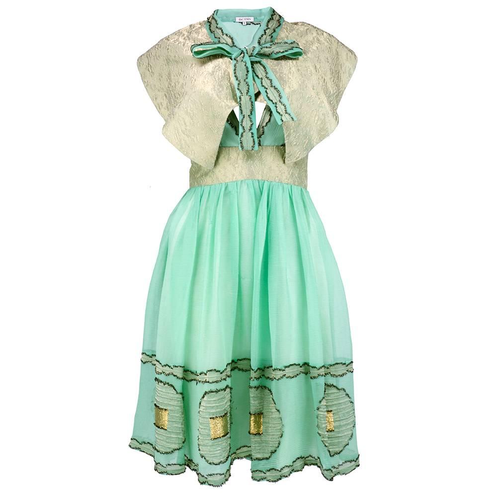 Zac Posen Darling Minty Green Party Dress with Capelet For Sale