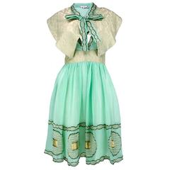 Zac Posen Darling Minty Green Party Dress with Capelet