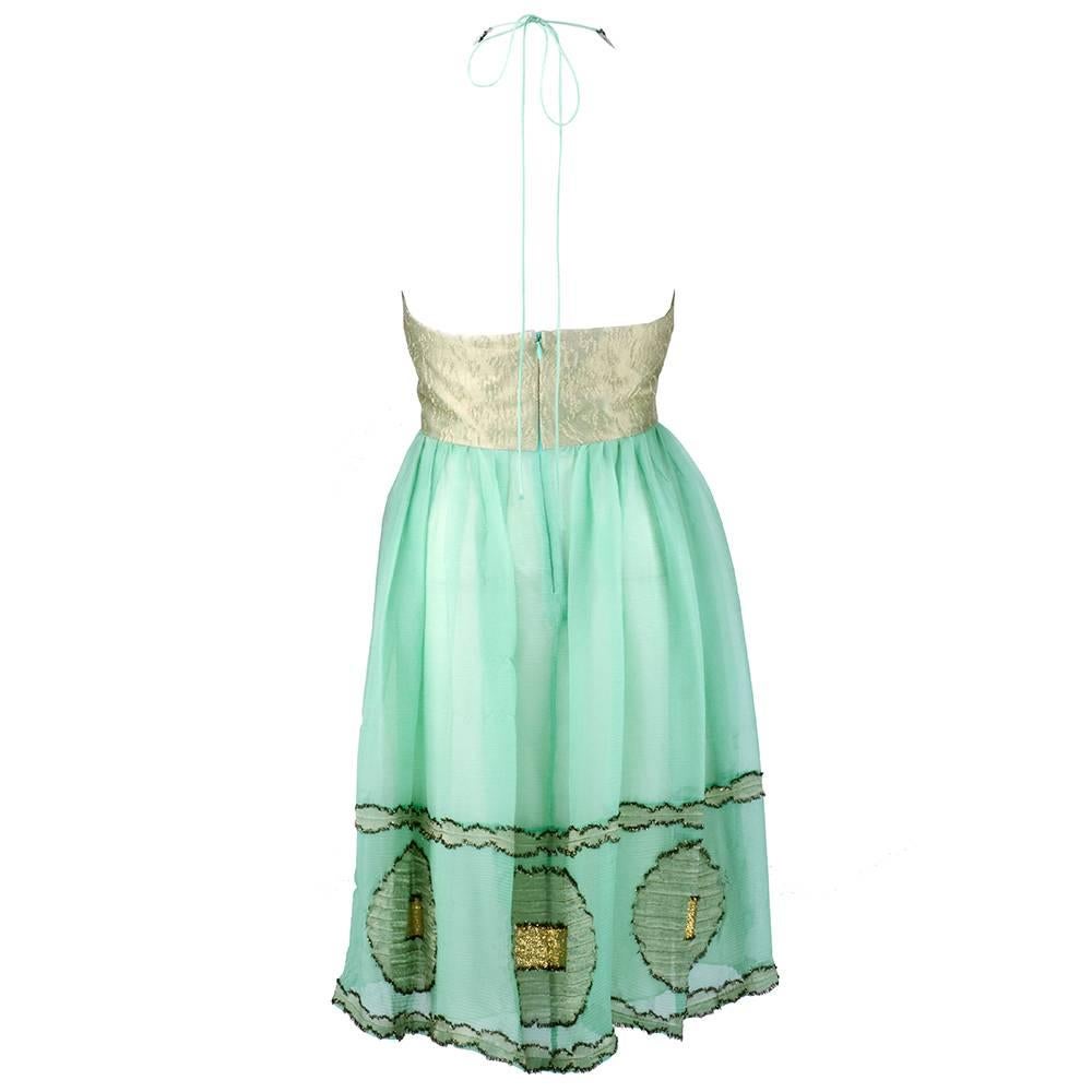 Women's Zac Posen Darling Minty Green Party Dress with Capelet For Sale