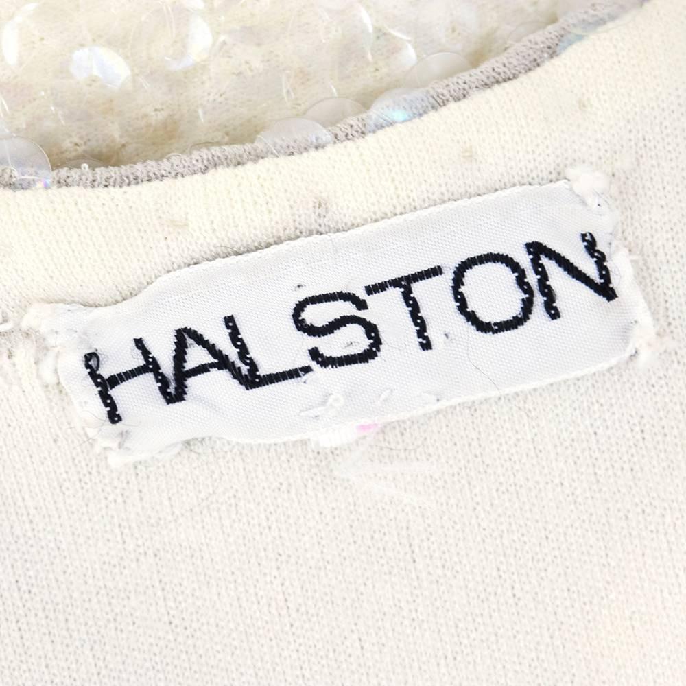 Gray 70s Halston Super Iconic Cloud Motif Sequin Knit Gown