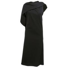 Retro 90s Ann Demeulemeester Avant Garde Black Wool Blend Dress
