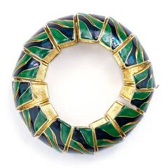 70s Lanvin Large Serpent Like Enamel Link Bracelet