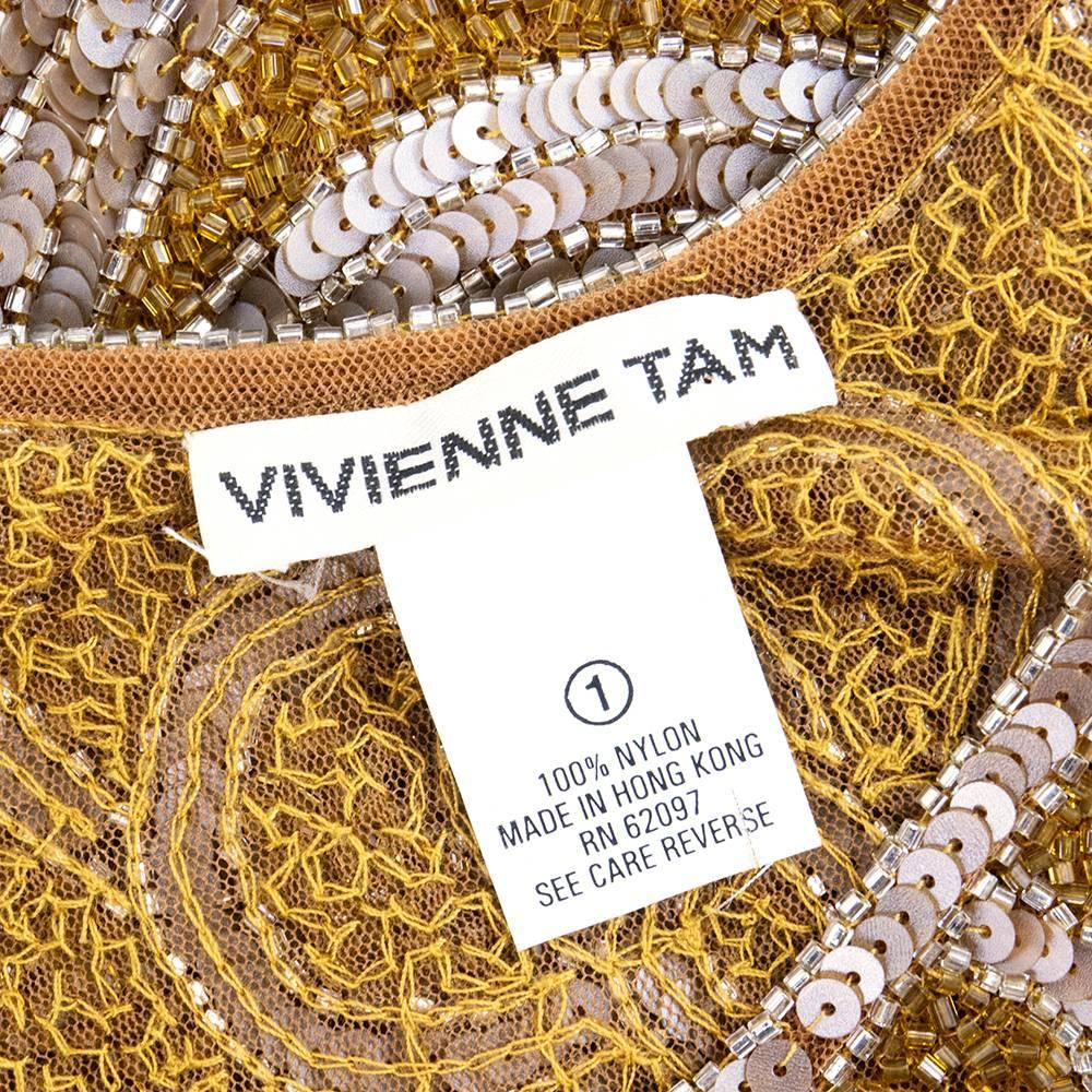 90s Vivienne Tam Gold Sequin Cocktail Top. In Excellent Condition For Sale In Los Angeles, CA
