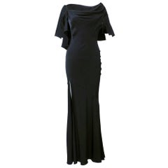 John Galliano Super Sexy Black Satin Deco Style Gown