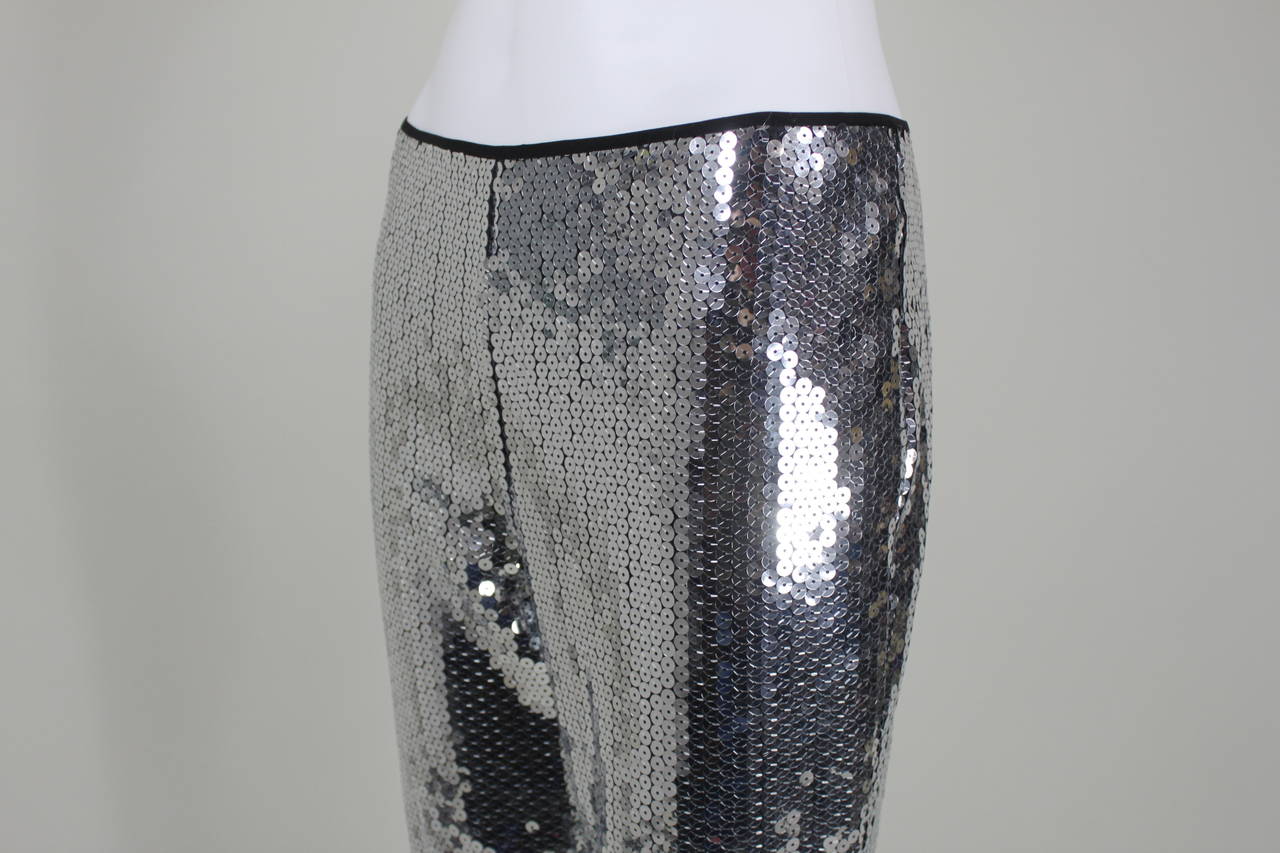 Dolce & Gabbana Silver Sequined Rock n Roll Trousers In Excellent Condition In Los Angeles, CA