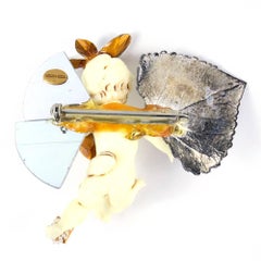 80s Wendy Gell Putti Brooch with Leaf