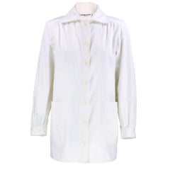 70s Saint Laurent rive gauche White Canvas Summer Jacket 11