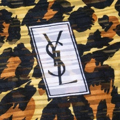 80s YSL Leopard Print Silk Scarf