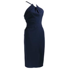 90s Chloe Navy Silk Wrap Dress